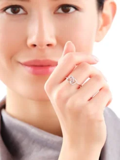 Pierścionek srebrny z cyrkoniami - serca