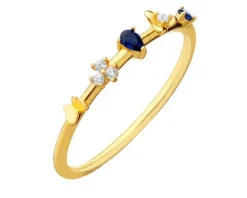 Pierścionek srebrny z cyrkoniami - kwiaty, motyl