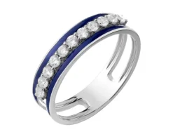 Pierścionek srebrny  z cyrkoniami i  emalią