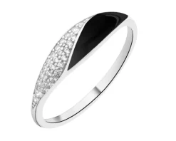 Pierścionek srebrny z cyrkoniami i emalią