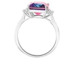 Pierścionek srebrny z cyrkoniami i szlifowanym szkłem