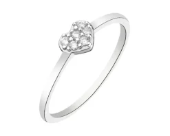 Pierścionek srebrny z cyrkoniami - serce