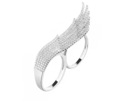 Pierścionek srebrny z cyrkoniami - skrzydło