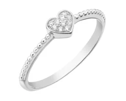 Pierścionek srebrny z cyrkoniami - serce