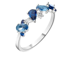 Pierścionek srebrny z cyrkoniami - gwiazdy