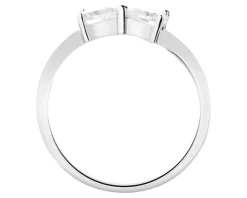 Pierścionek srebrny z cyrkoniami - kokardka, serca