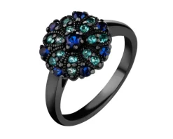 Pierścionek srebrny z cyrkoniami - rozeta