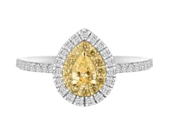 Pierścionek z białego i żółtego złota z diamentami - 0,66 ct - próba 585