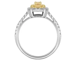 Pierścionek z białego i żółtego z diamentami - 0,72 ct - próba 585