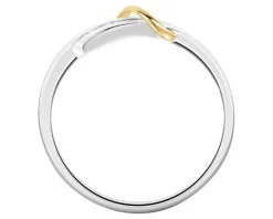 Pierścionek z białego i żółtego złota z brylantami - 0,05 ct - próba 585