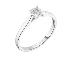 Pierścionek z białego złota z diamentami - 0,07 ct - próba 750