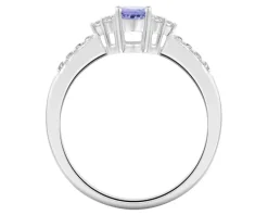 Pierścionek z białego złota z brylantami i tanzanitem - próba 585