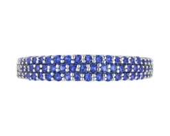 Pierścionek z białego złota z diamentami i szafirami syntetycznymi - próba 585