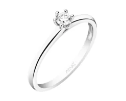 Pierścionek z białego złota z brylantem - 0,16 ct - próba 585