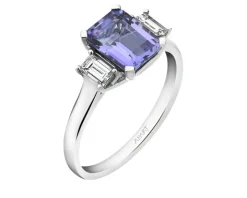 Pierścionek z białego złota z diamentami i tanzanitem - próba 585