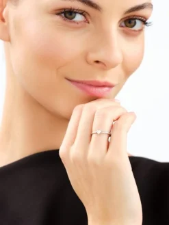 Pierścionek z białego złota z diamentem laboratoryjnym - serce - 0,25 ct - próba 585