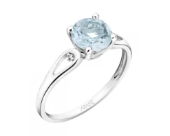 Pierścionek z białego złota z diamentami i topazem Sky Blue - próba 585