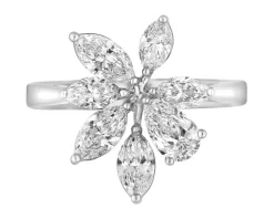 Pierścionek z białego złota z diamentami - kwiat - 1,93 ct - próba 750