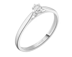 Pierścionek z białego złota z brylantem - 0,03 ct - próba 585