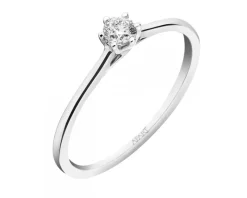 Pierścionek z białego złota z brylantem - 0,14 ct - próba 750