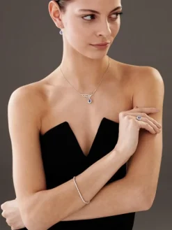 Pierścionek z białego złota z brylantami i tanzanitem - próba 750