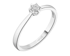 Pierścionek z białego złota z brylantem - 0,08 ct - próba 585