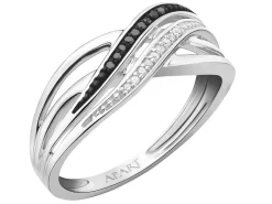 Pierścionek z białego złota z diamentami - 0,04 ct - próba 585