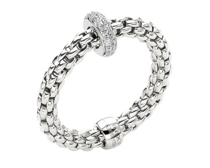 Pierścionek z białego złota z brylantami - 0,18 ct - próba 750