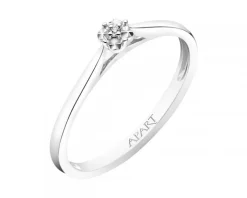 Pierścionek z białego złota z diamentem - 0,003 ct - próba 375