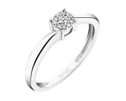 Pierścionek z białego złota z diamentami - 0,03 ct - próba 750