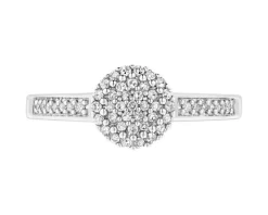 Pierścionek z białego złota z diamentami - 0,15 ct - próba 375