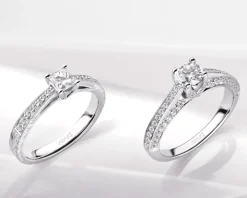 Pierścionek z białego złota z brylantami - SI2/H - 0,63 ct - próba 585