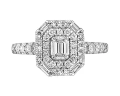 Pierścionek z białego złota z diamentami - 0,82 ct - próba 585