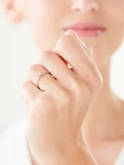 Pierścionek z białego złota z brylantami - 0,12 ct - próba 585