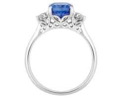 Pierścionek z białego złota z brylantami i tanzanitem - próba 585