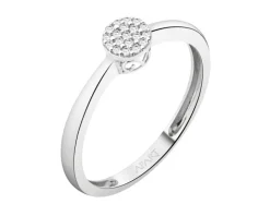 Pierścionek z białego złota z diamentami - 0,06 ct - próba 750