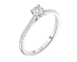 Pierścionek z białego złota z brylantami laboratoryjnymi - 0,53 ct - próba 585