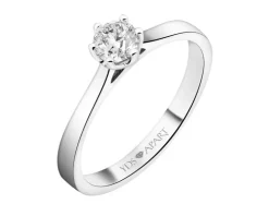 Pierścionek z białego złota z brylantem - 0,40 ct - próba 750