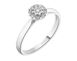 Pierścionek z białego złota z diamentami - 0,05 ct - próba 375