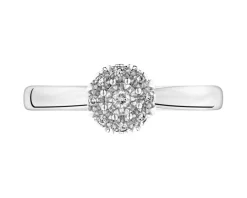 Pierścionek z białego złota z diamentami - 0,05 ct - próba 375