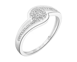Pierścionek z białego złota z diamentami - 0,10 ct - próba 585