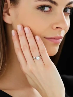 Pierścionek z białego złota z brylantem - SI2/H - 1,00 ct - próba 585