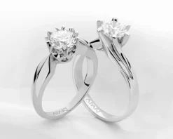 Pierścionek z białego złota z brylantem - SI2/H - 1,00 ct - próba 585