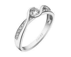 Pierścionek z białego złota z brylantami - 0,33 ct - próba 585