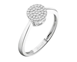 Pierścionek z białego złota z diamentami - 0,12 ct - próba 375
