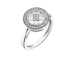 Pierścionek z białego złota z diamentami - rozeta - 0,09 ct - próba 585
