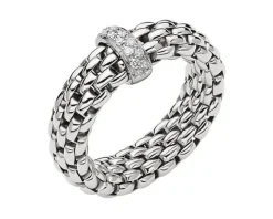 Pierścionek z białego złota z brylantami - 0,10 ct - próba 750