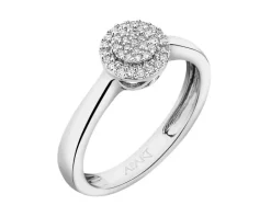 Pierścionek z białego złota z diamentami - 0,10 ct - próba 750