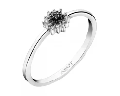 Pierścionek z białego złota z diamentami - 0,07 ct - próba 375