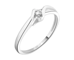 Pierścionek z białego złota z brylantem - 0,05 ct - próba 585